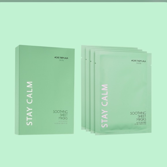 NWT #GIVE THEM LALA Stay Calm Soothing Aloe Face Sheet Masks - Picture 1 of 4